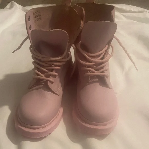 Dr. Martens Light Pink Combat Boots - Picture 2 of 9